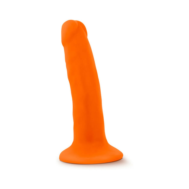 Consolador Blush Neo de 6 pulgadas de doble densidad con ventosa, color naranja neón