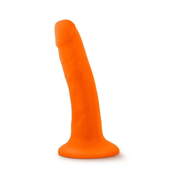 Consolador Blush Neo de 6 pulgadas de doble densidad con ventosa, color naranja neón