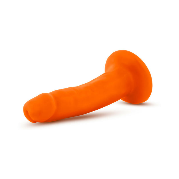 Consolador Blush Neo de 6 pulgadas de doble densidad con ventosa, color naranja neón