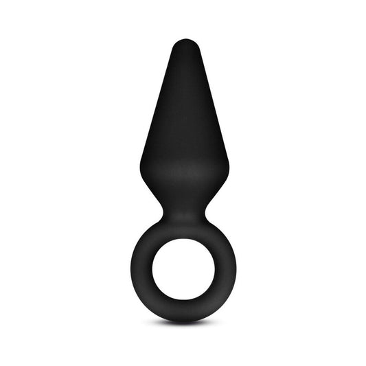 Plug anal de silicona platino con forma de bucle, tamaño pequeño, color negro