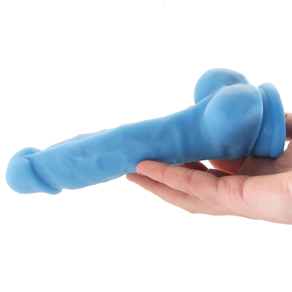 Pene Neo de 7.5 pulgadas de doble densidad con testículos en azul