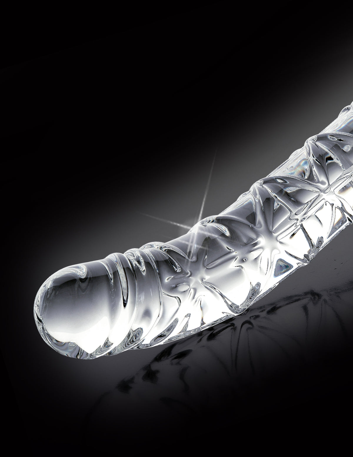 Consolador de vidrio curvo acanalado Pipedream Icicles n.° 5 de 18 cm, azul/transparente