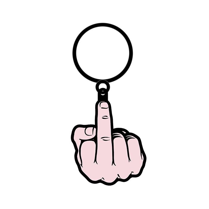 Wood Rocket Middle Finger Keychain - Pink