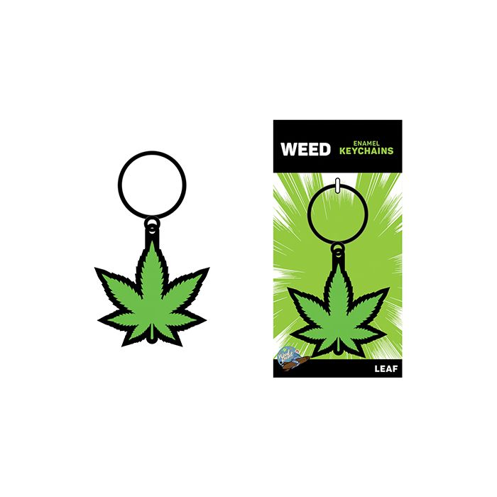 Wood Rocket 420 Pot Leaf Keychain - Green