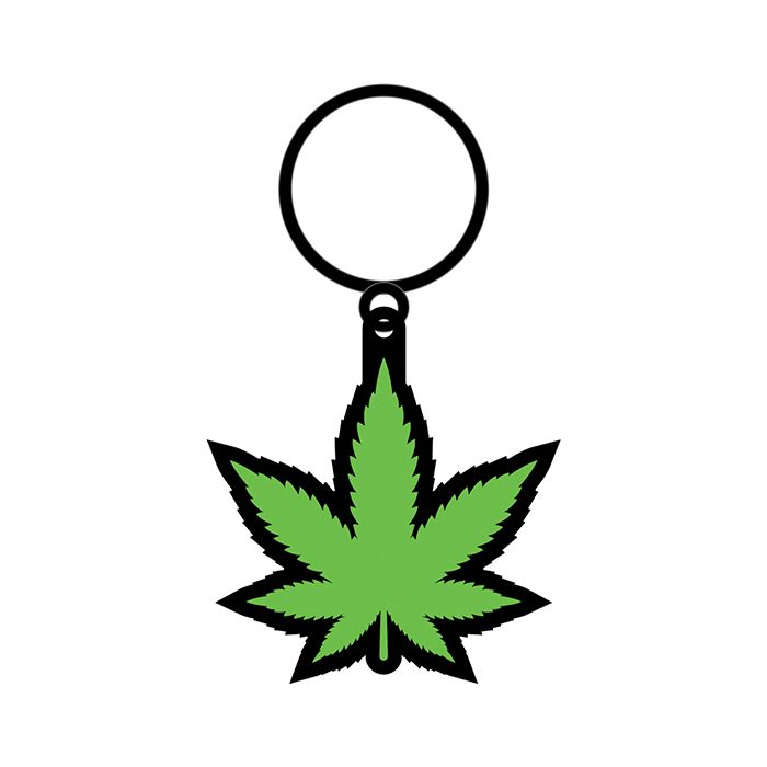 Wood Rocket 420 Pot Leaf Keychain - Green