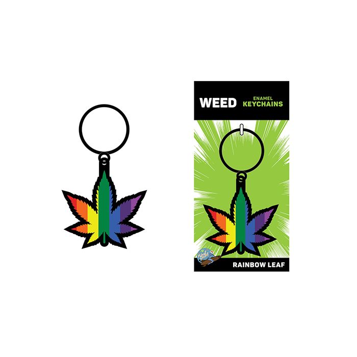 Rainbow 420 Leaf Keychain - Wood Rocket