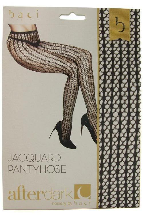 Black Pinstriped Jacquard Pantyhose-Tasteful Desires Adult Shop