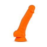 Blush Neo Elite 7.5 in. Silicone Dual Density Dildo with Balls & Suction Cup Neon Orange