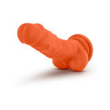 Blush Neo Elite 7.5 in. Silicone Dual Density Dildo with Balls & Suction Cup Neon Orange