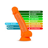 Blush Neo Elite 7.5 in. Silicone Dual Density Dildo with Balls & Suction Cup Neon Orange