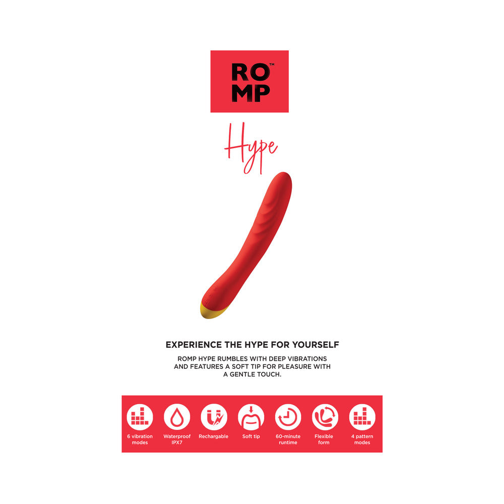 Vibromasseur point G en silicone rechargeable ROMP Hype Rouge