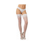 Dreamgirl Sheer Thigh-High Stockings with Silicone Lace Top White OS