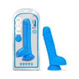 Neo 9 in. Dual Density Dildo with Balls Neon Blue