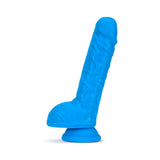 Neo 9 in. Dual Density Dildo with Balls Neon Blue