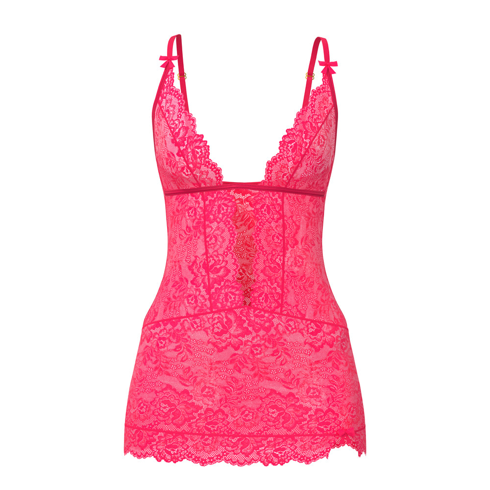 Magic Silk Get It Girl Plunge Chemise & G-Set Diva Pink