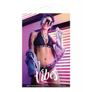 Vibes Not Your Bitch Bralette & Cheeky Panty Black M/L