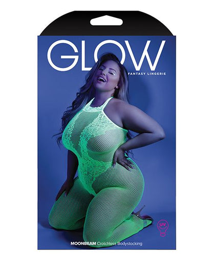 Glow Black Light Crotchless Bodystocking Neon Green