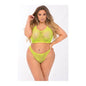 Pink Lipstick Festival Flirt Bra Set Neon Green