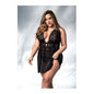 Lace & Mesh Babydoll & G-String Black