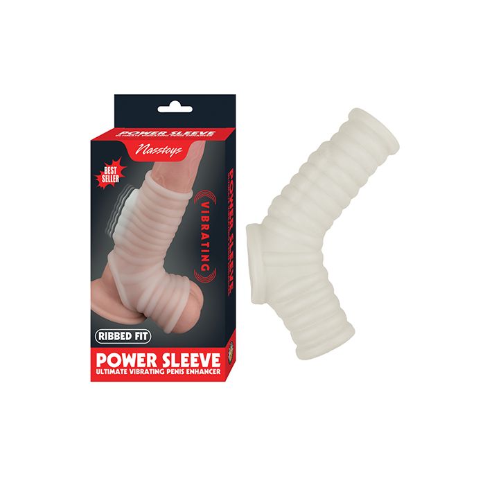 Vibrating Power Sleeve Ribbed Fit - White