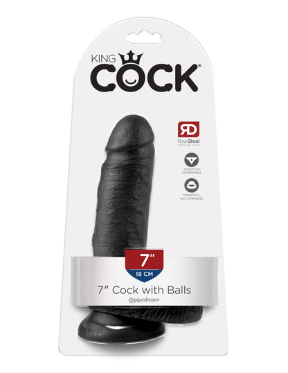 KING COCK 7 IN COCK W/BALLS BLACK
