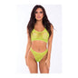 Pink Lipstick Festival Flirt Bra Set Neon Green