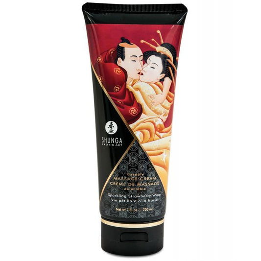 Shunga Crème de Massage Embrasse-Moi - 7 oz Vin pétillant à la fraise