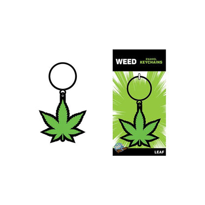 Wood Rocket 420 Pot Leaf Keychain - Green