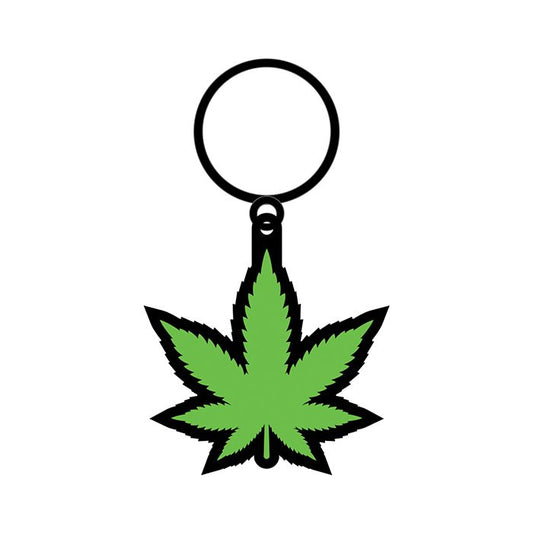 Wood Rocket 420 Pot Leaf Keychain - Green