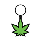 Wood Rocket 420 Pot Leaf Keychain - Green