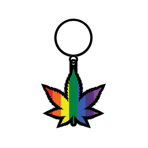 Rainbow 420 Leaf Keychain - Wood Rocket