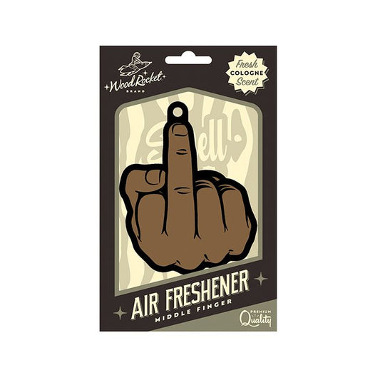 Wood Rocket Middle Finger Brown Air Freshener - Cologne