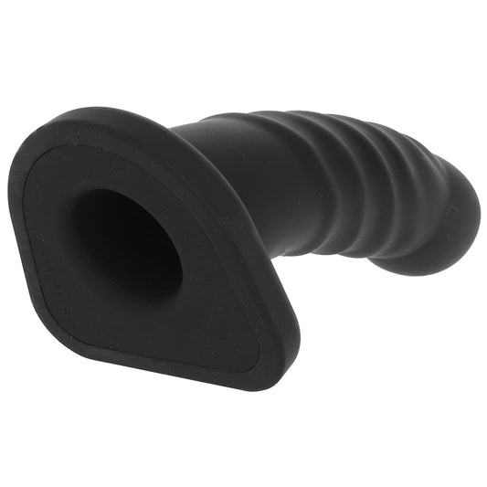 Consolador hueco de silicona Banx con nervaduras de 20 cm en color negro 