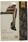 Floral Black Lace Pantyhose-Tasteful Desires Adult Shop