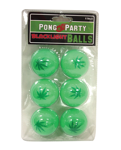 Pot Leaf Black Light Pong Balls - Green Pack of 6 - Tasteful Desires Adult Shop