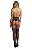 Le Désir Black High-Waist Garterbelt Stockings OS - Tasteful Desires Adult Shop