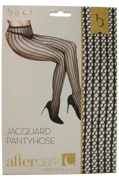 Black Pinstriped Jacquard Pantyhose-Tasteful Desires Adult Shop