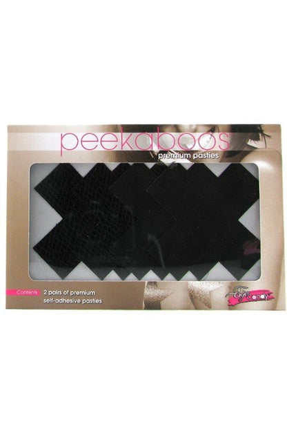 Black Peekaboo Classic X-Shaped Pasties-Tasteful Desires Adult Shop