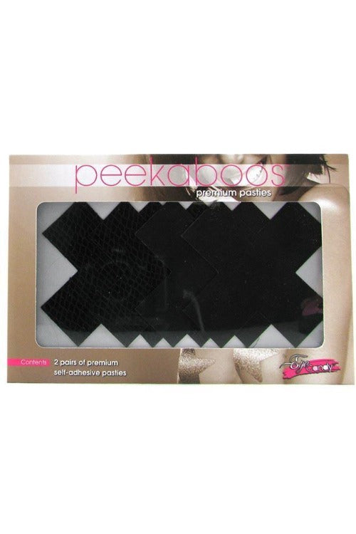 Black Peekaboo Classic X-Shaped Pasties-Tasteful Desires Adult Shop