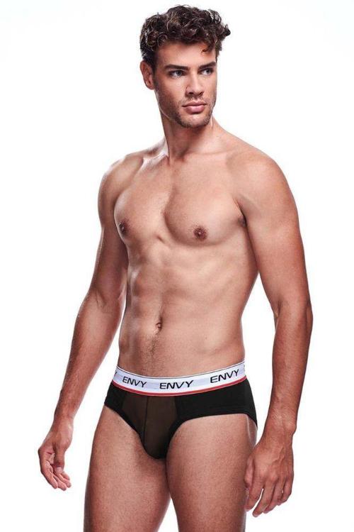 Black Brief with Mesh Pouch-Tasteful Desires Adult Shop