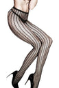 Black Pinstriped Jacquard Pantyhose-Tasteful Desires Adult Shop