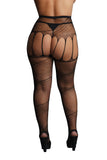 Le Désir Black Crotchless Cut-Out Pantyhose OSXL - Tasteful Desires Adult Shop
