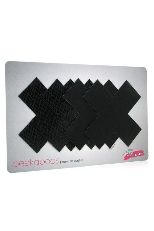 Black Peekaboo Classic X-Shaped Pasties-Tasteful Desires Adult Shop