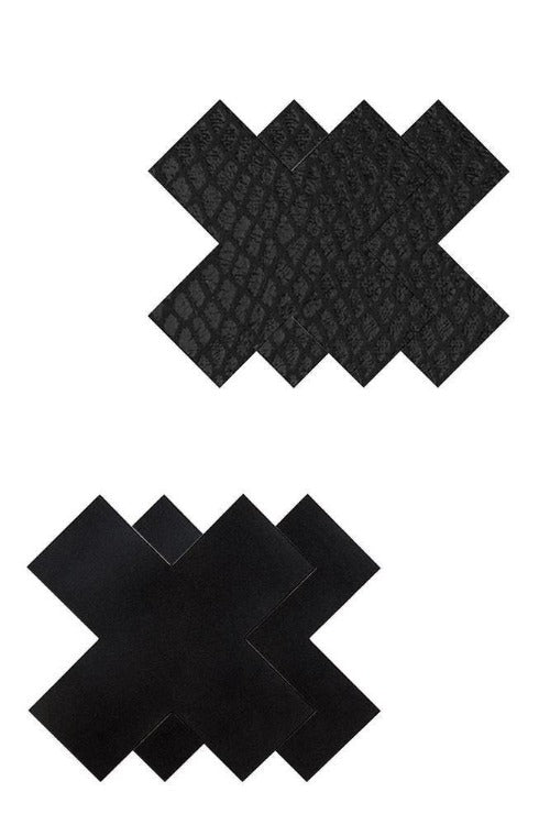 Black Peekaboo Classic X-Shaped Pasties-Tasteful Desires Adult Shop