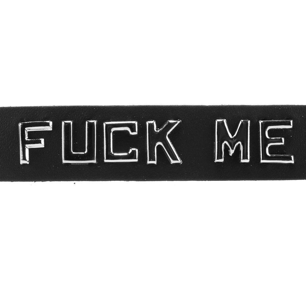 F**k Me Leather Word Band Collar - Tasteful Desires Adult Shop